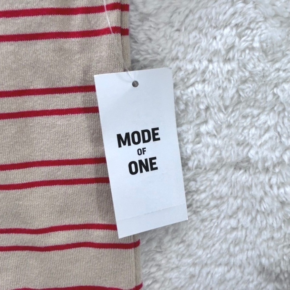 Mode‎ Of One Mens Striped Long Sleeve Tee Cinnamon Brulee Tan Red Small NWT - Picture 8 of 13